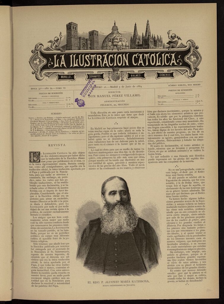 Miniatura de La Ilustración Católica del 5 de junio de 1884