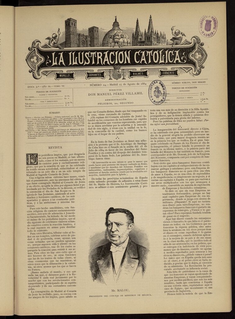 Miniatura de La Ilustración Católica del 25 de agosto de 1884
