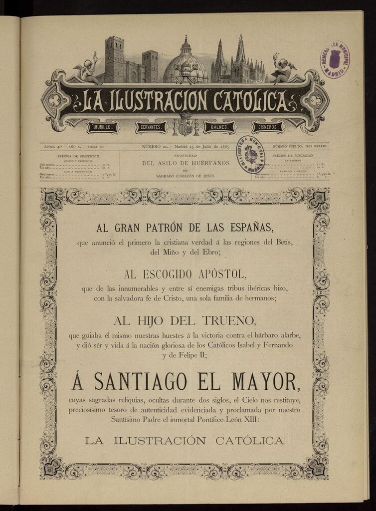 Miniatura de La Ilustración Católica del 25 de julio de 1885