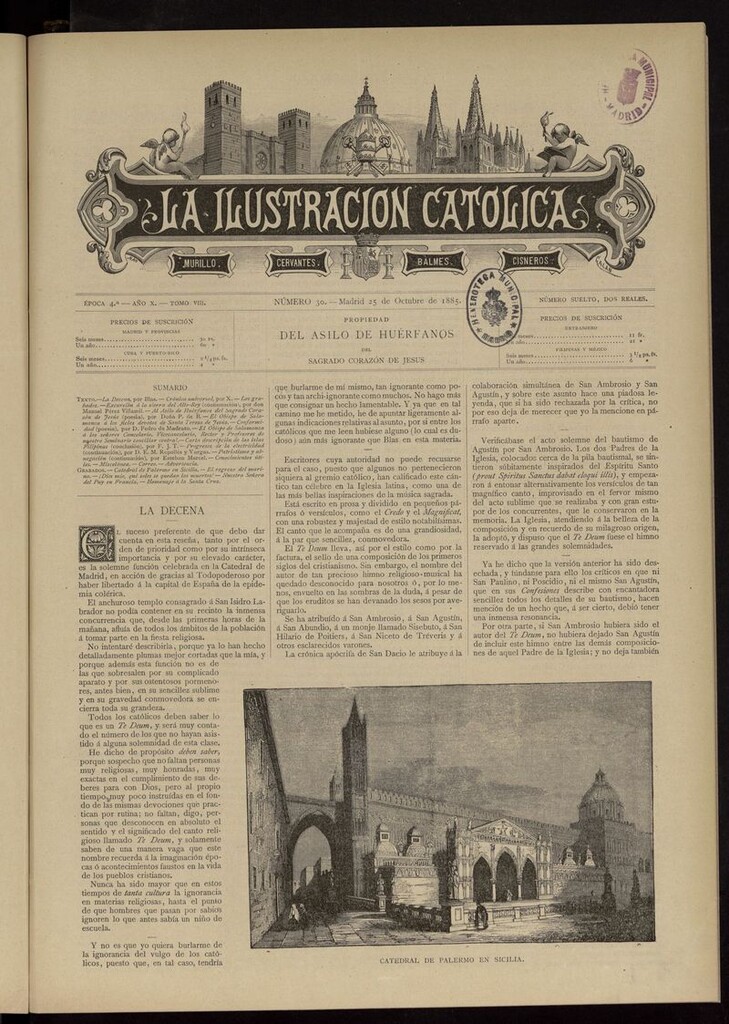 Miniatura de La Ilustración Católica del 25 de octubre de 1885