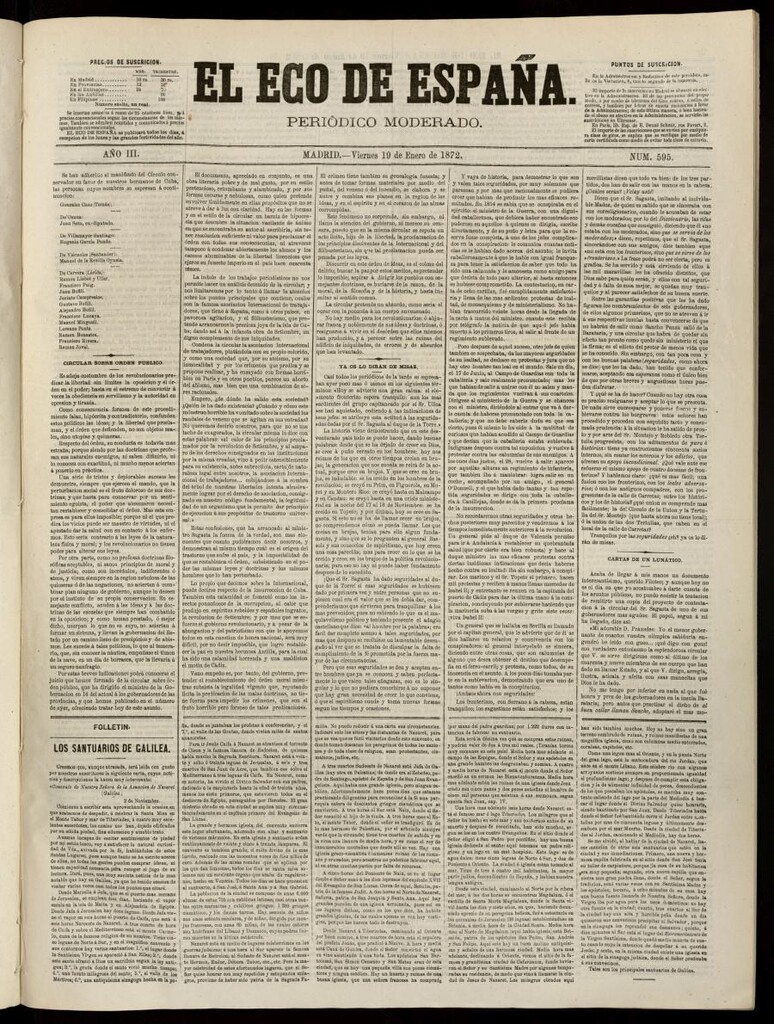 Miniatura de El Eco de España del 19 de enero de 1872