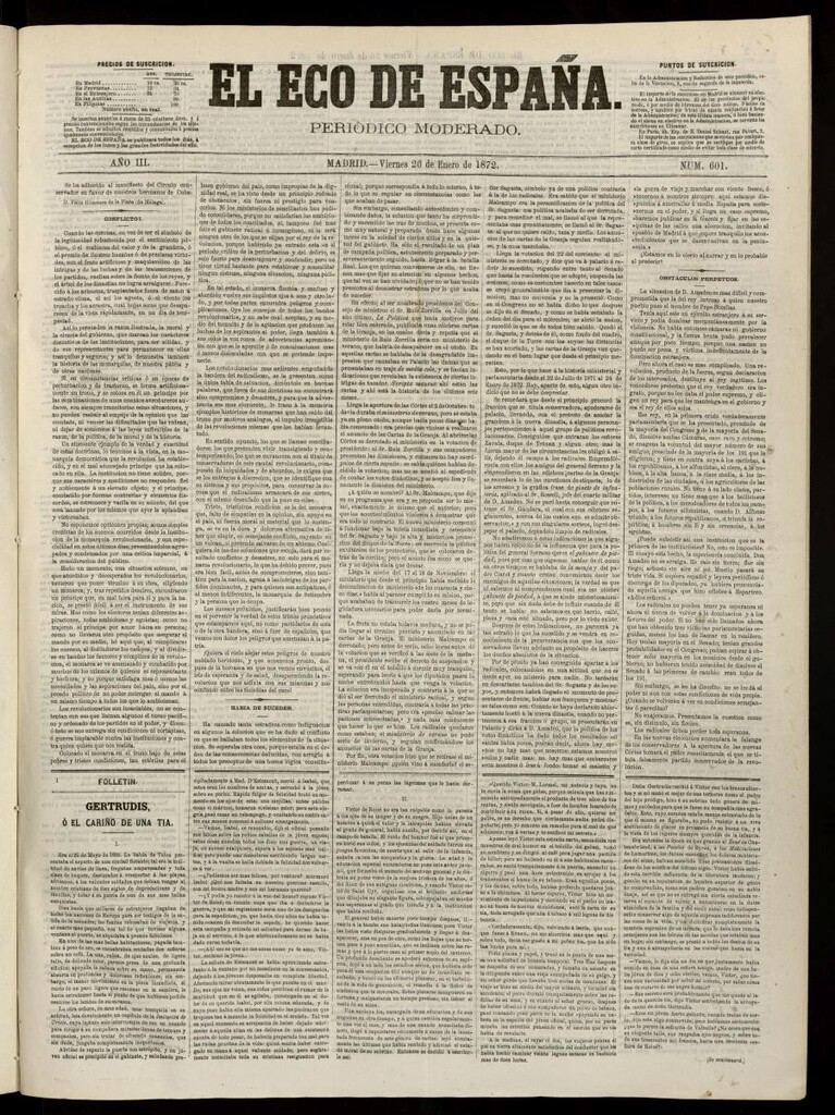 Miniatura de El Eco de España del 26 de enero de 1872