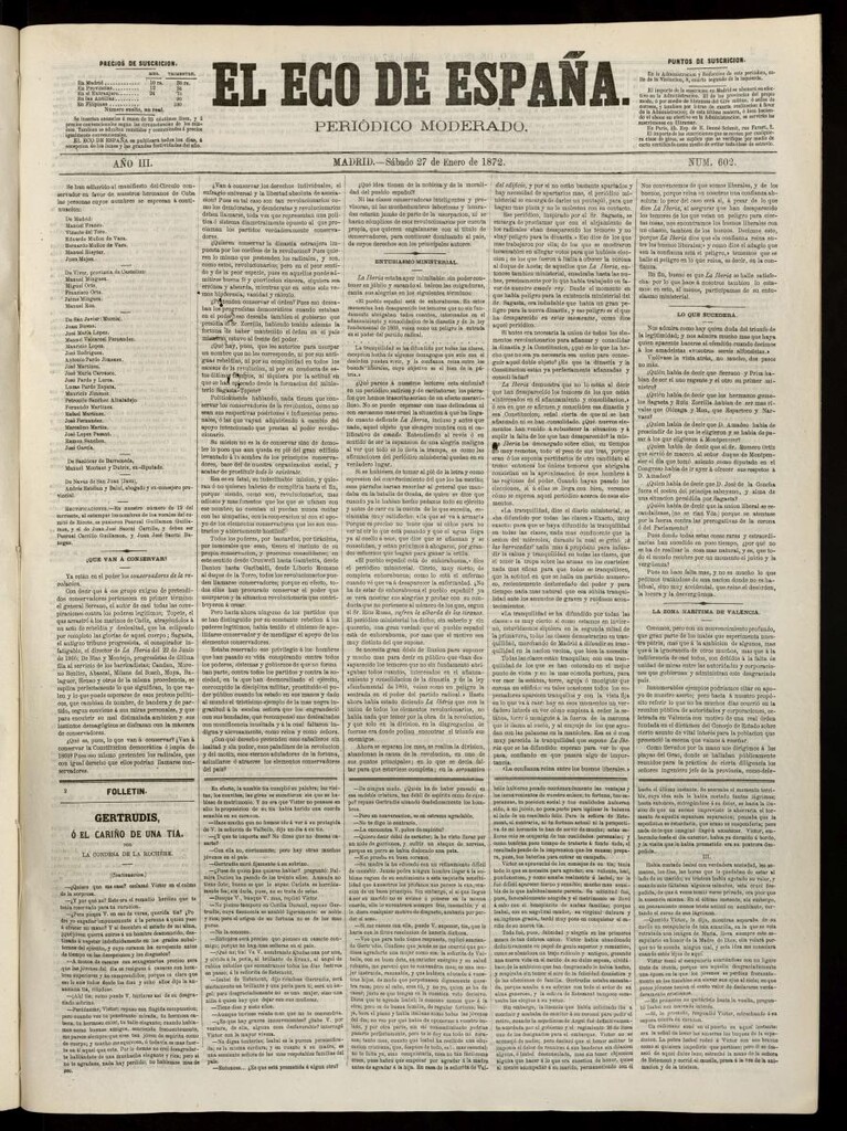 Miniatura de El Eco de España del 27 de enero de 1872