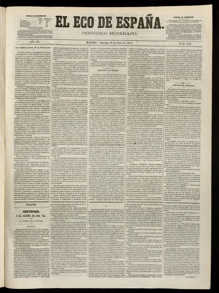 Miniatura de El Eco de España del 28 de enero de 1872