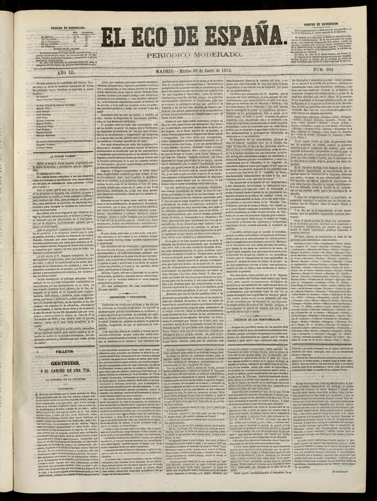 Miniatura de El Eco de España del 30 de enero de 1872