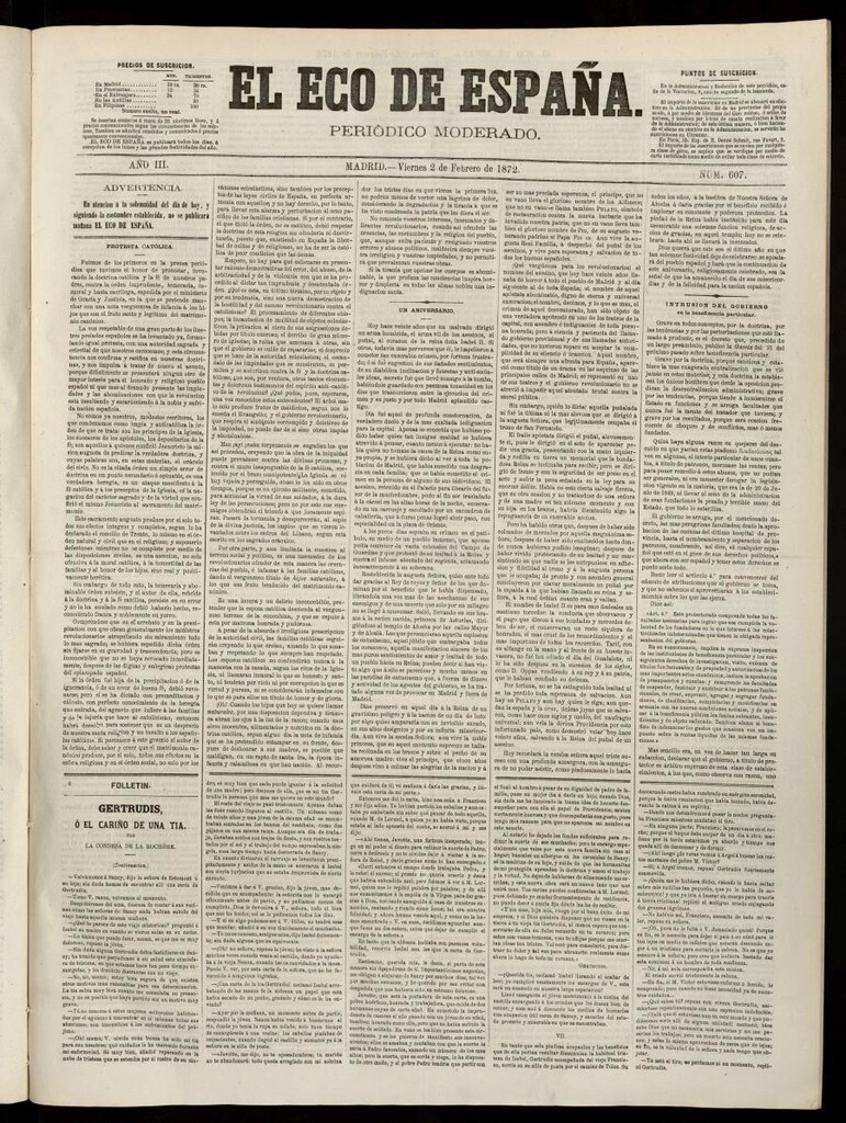 Miniatura de El Eco de España del 2 de febrero de 1872
