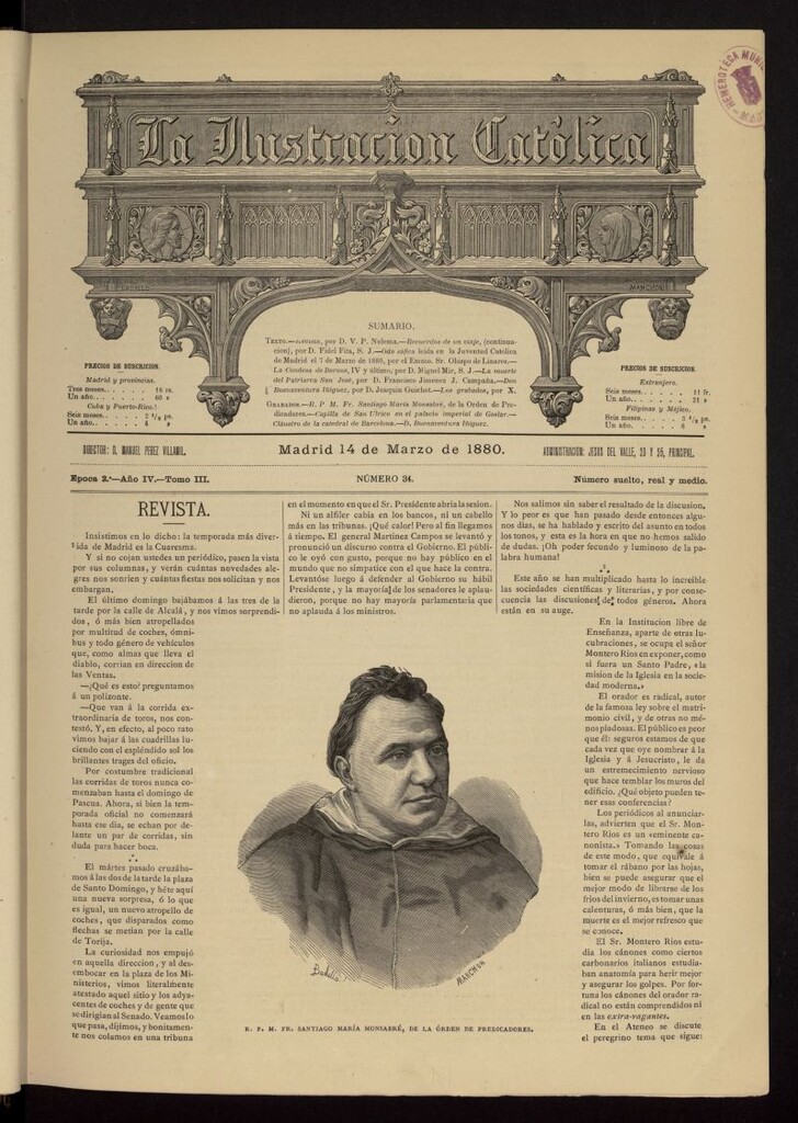 Miniatura de La Ilustración Católica del 14 de marzo de 1880