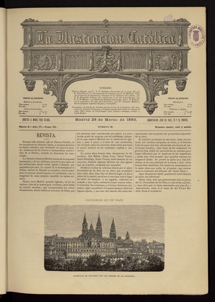 Miniatura de La Ilustración Católica del 28 de marzo de 1880