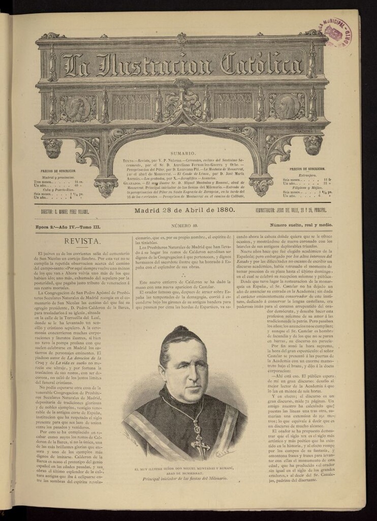 Miniatura de La Ilustración Católica del 28 de abril de 1880