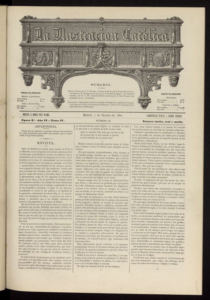 Miniatura de La Ilustración Católica del 7 de octubre de 1880