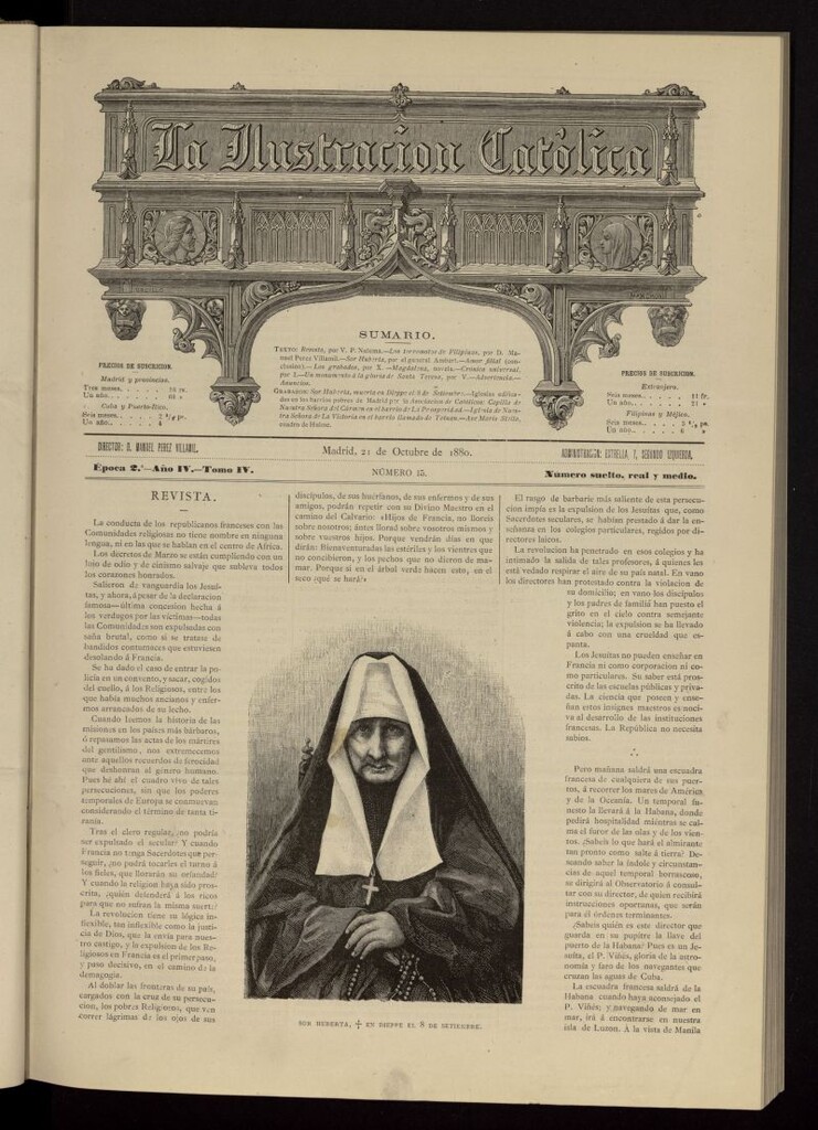 Miniatura de La Ilustración Católica del 21 de octubre de 1880