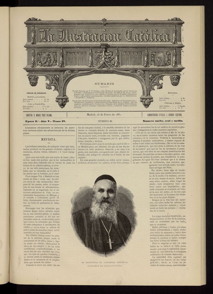 Miniatura de La Ilustración Católica del 28 de enero de 1881