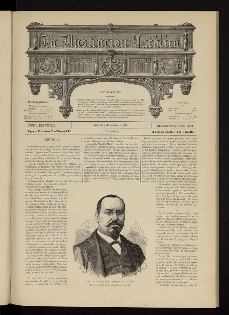 Miniatura de La Ilustración Católica del 7 de marzo de 1881