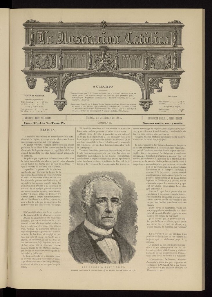 Miniatura de La Ilustración Católica del 21 de marzo de 1881