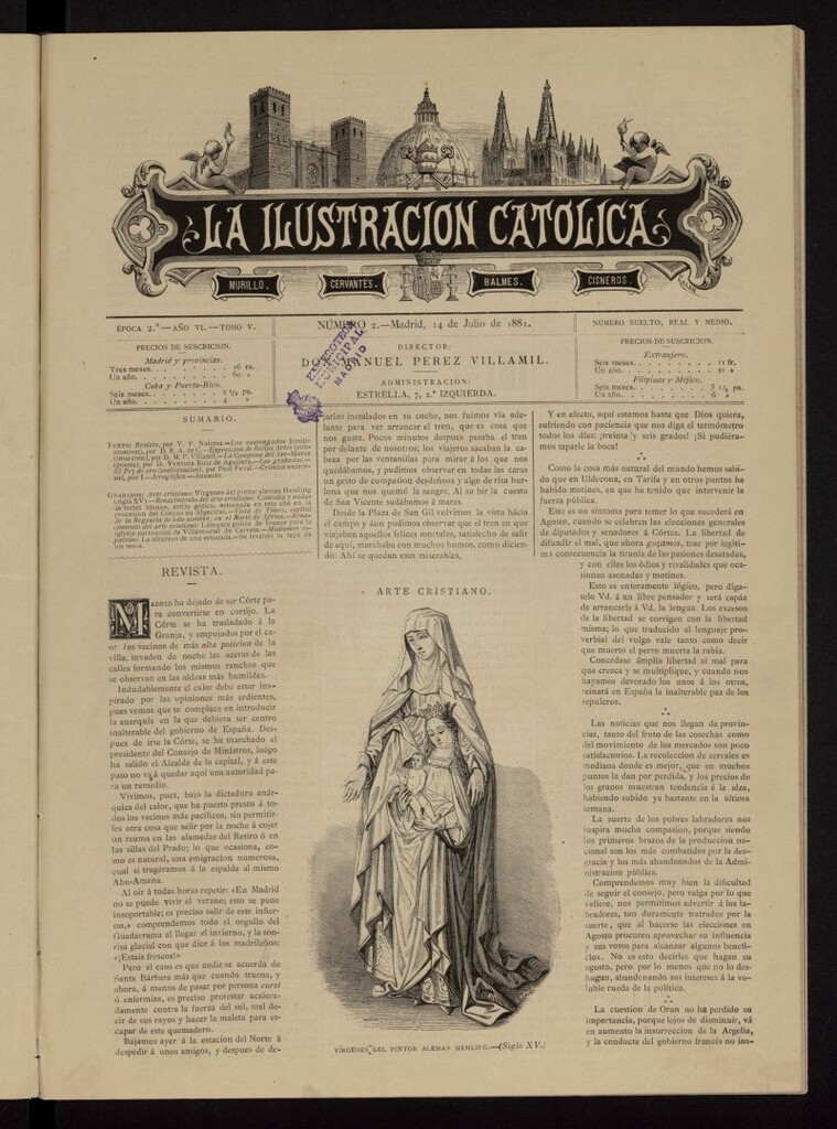 Miniatura de La Ilustración Católica del 14 de julio de 1881