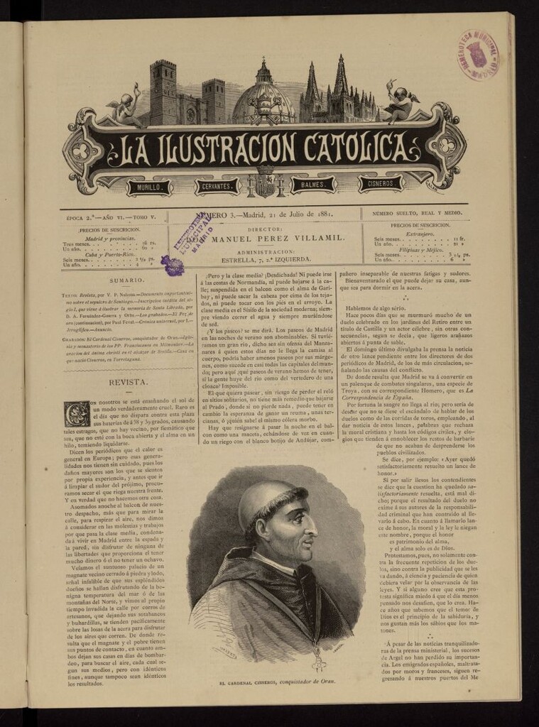 Miniatura de La Ilustración Católica del 21 de julio de 1881