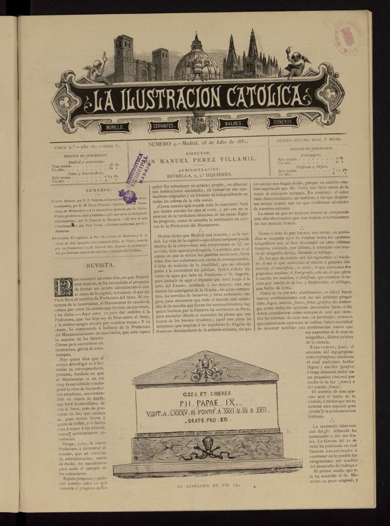 Miniatura de La Ilustración Católica del 28 de julio de 1881