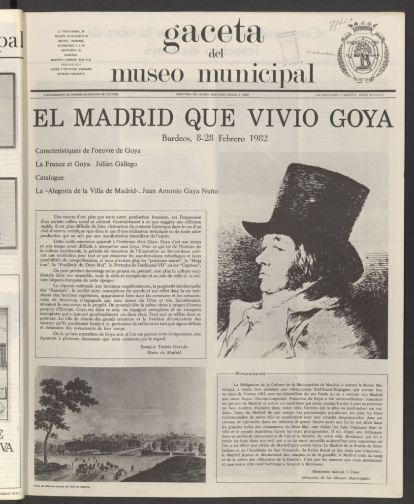 Miniatura de Gaceta del Museo Municipal de febrero de 1982