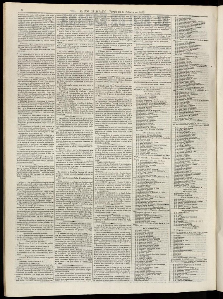 Miniatura de El Eco de España del 16 de febrero de 1872