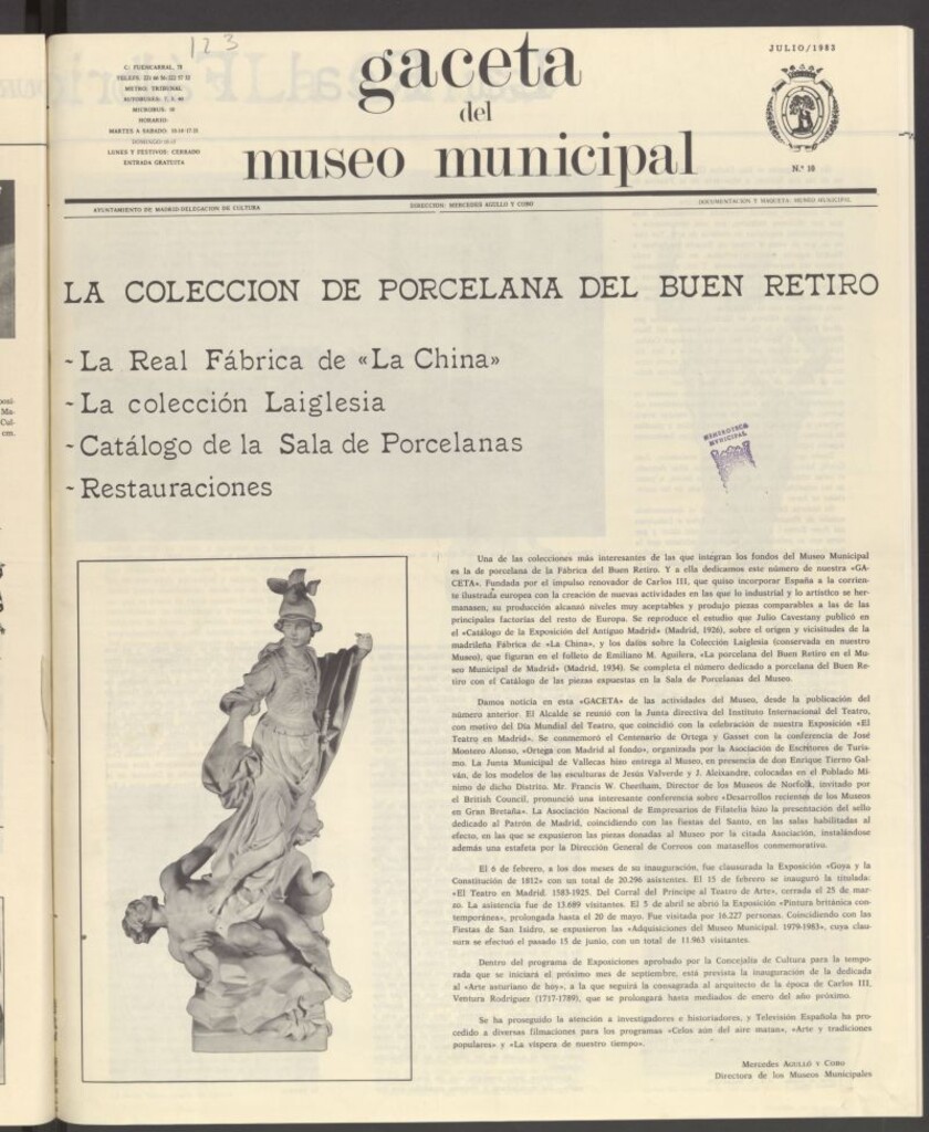 Miniatura de Gaceta del Museo Municipal de julio de 1983