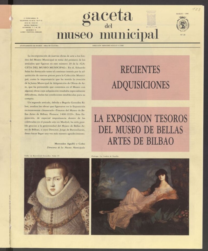 Miniatura de Gaceta del Museo Municipal de marzo de 1990