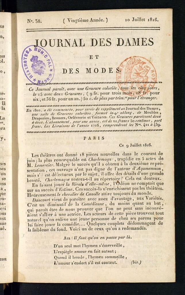 Miniatura de journal des dames et des modes 10 juillet 1816