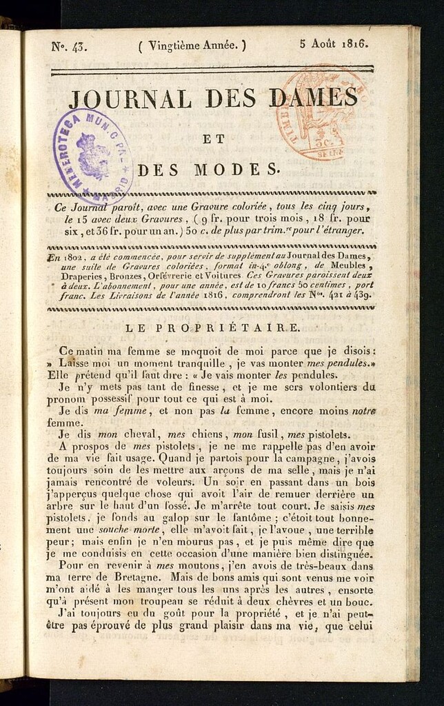 Miniatura de journal des dames et des modes 5 aoÛt 1816