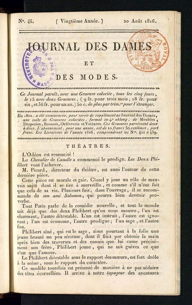 Miniatura de journal des dames et des modes 20 août 1816