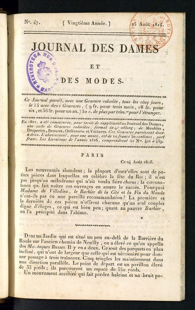 Miniatura de journal des dames et des modes 25 aoÛt 1816