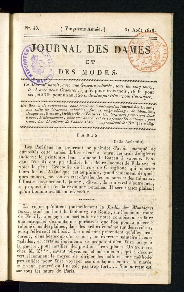 Miniatura de journal des dames et des modes 31 août 1816