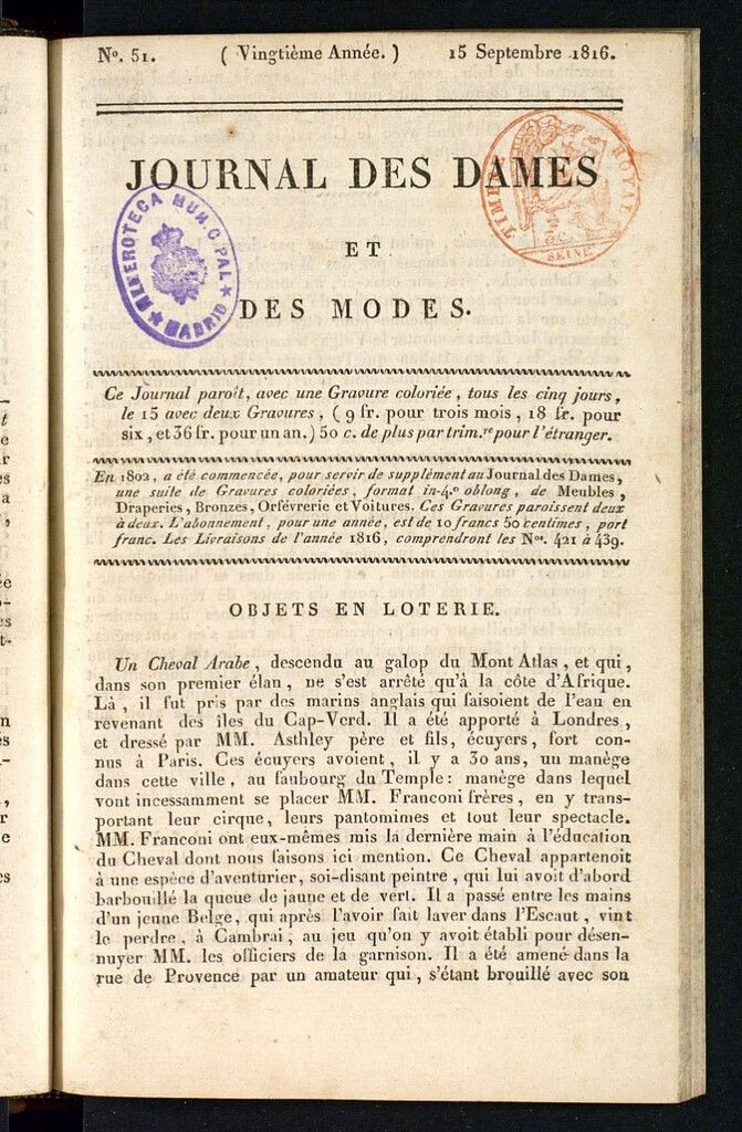 Miniatura de journal des dames et des modes 15 septembre 1816