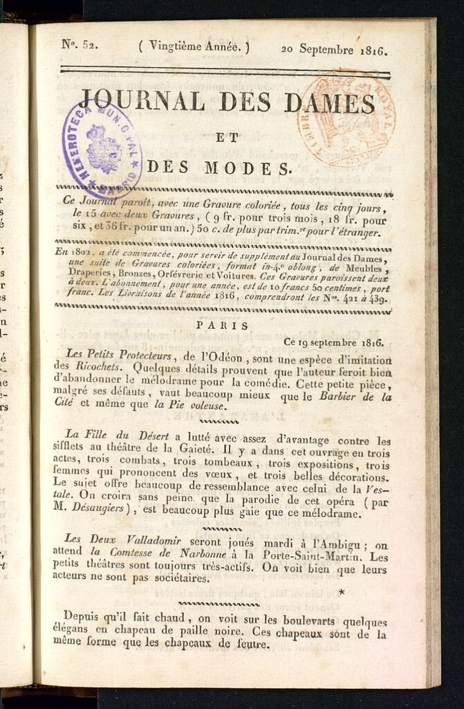 Miniatura de journal des dames et des modes 20 septembre 1816