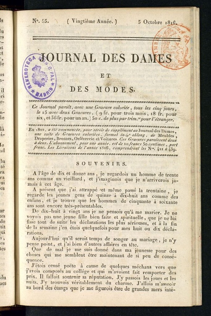 Miniatura de journal des dames et des modes 5 octobre 1816
