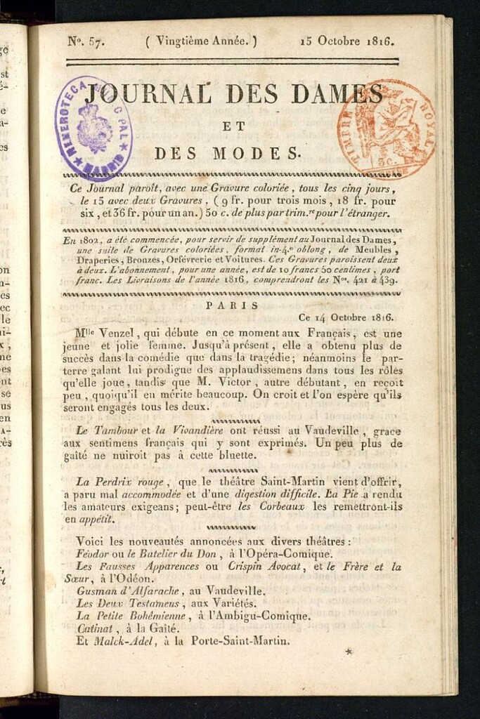 Miniatura de journal des dames et des modes 15 octobre 1816
