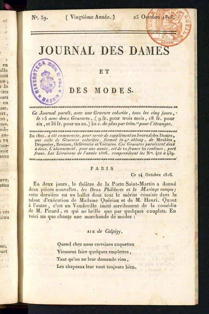 Miniatura de journal des dames et des modes 25 octobre 1816