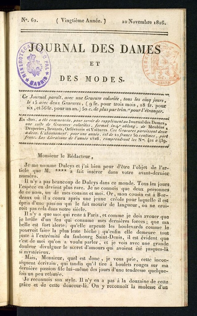 Miniatura de journal des dames et des modes 10 novembre 1816