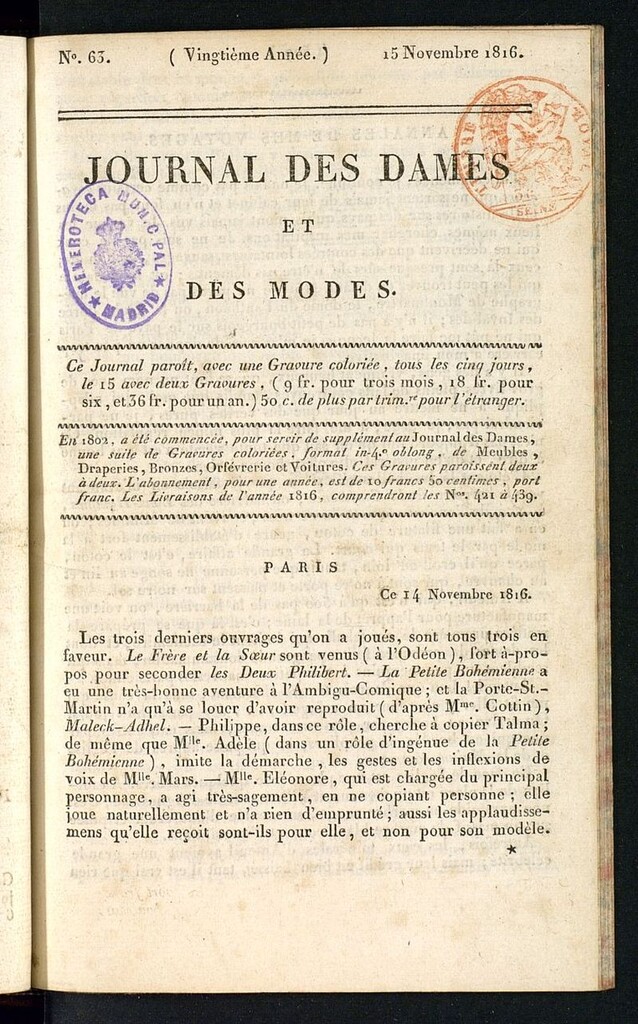 Miniatura de journal des dames et des modes 15 novembre 1816