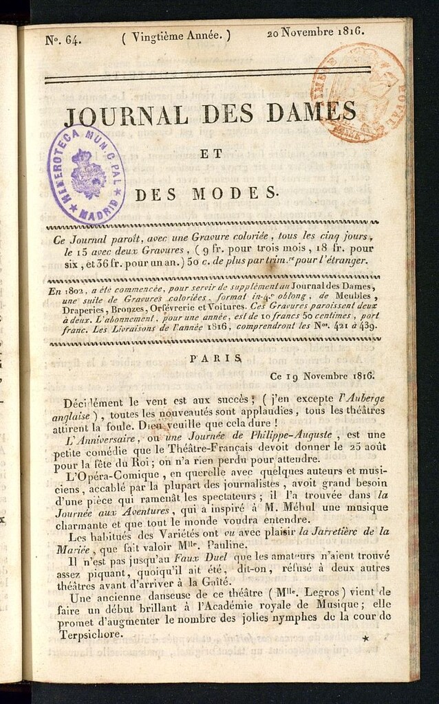 Miniatura de journal des dames et des modes 20 novembre 1816