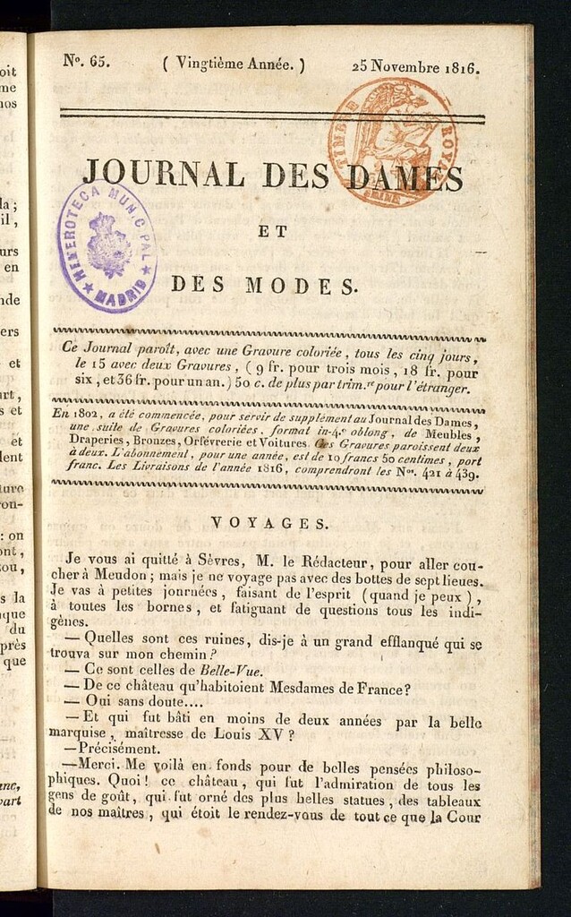 Miniatura de journal des dames et des modes 25 novembre 1816