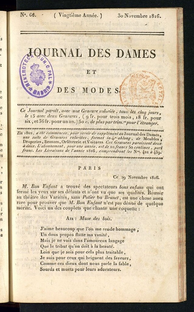 Miniatura de journal des dames et des modes 30 novembre 1816