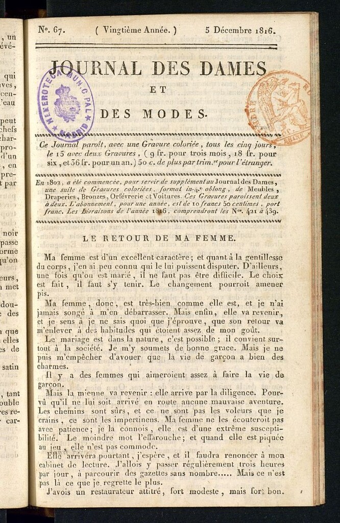 Miniatura de journal des dames et des modes 5 décembre 1816