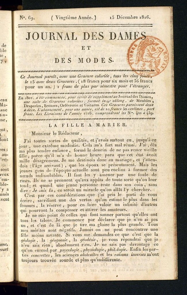 Miniatura de journal des dames et des modes 15 décembre 1816