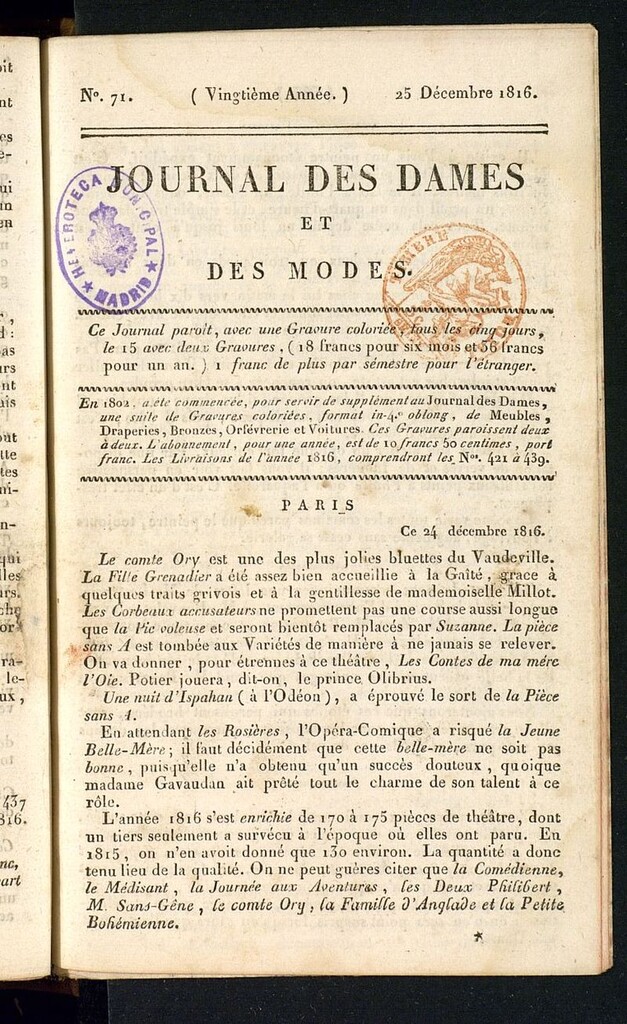 Miniatura de journal des dames et des modes 25 décembre 1816