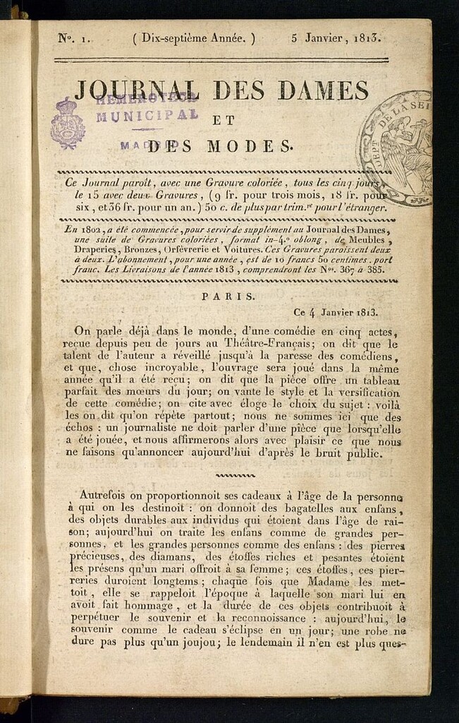 Miniatura de journal des dames et des modes 5 janvier 1813