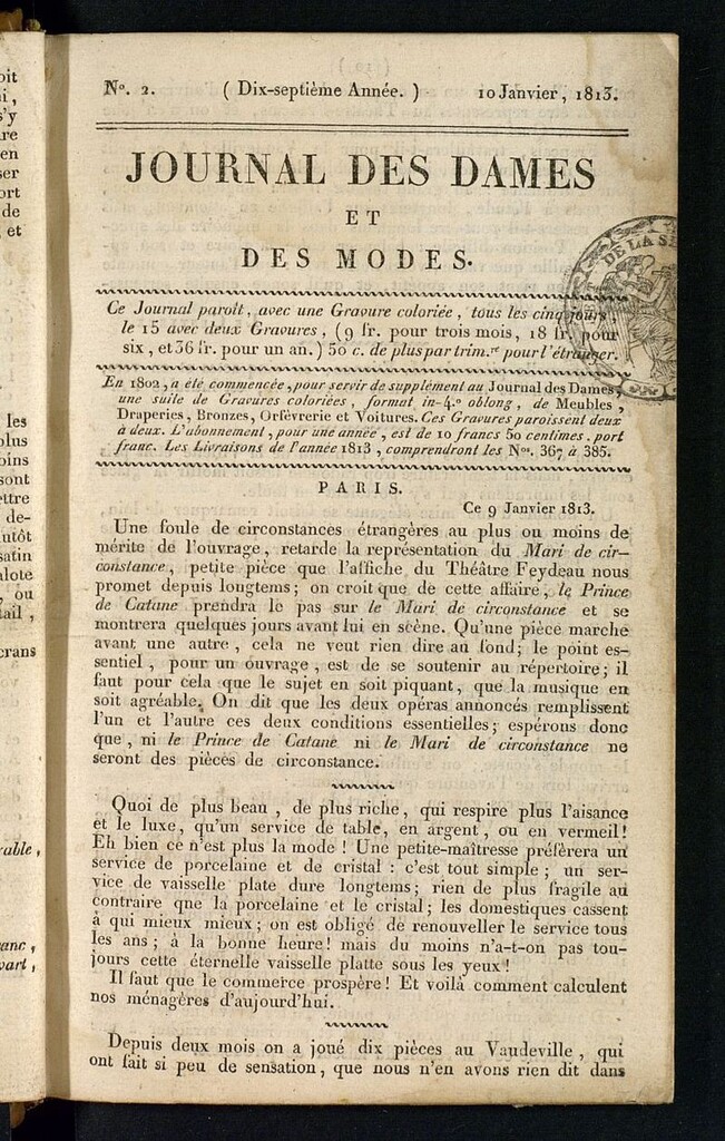 Miniatura de journal des dames et des modes 10 janvier 1813