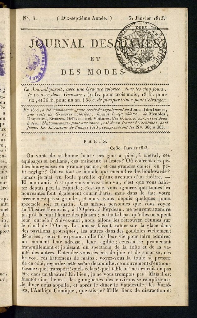 Miniatura de journal des dames et des modes 31 janvier 1813