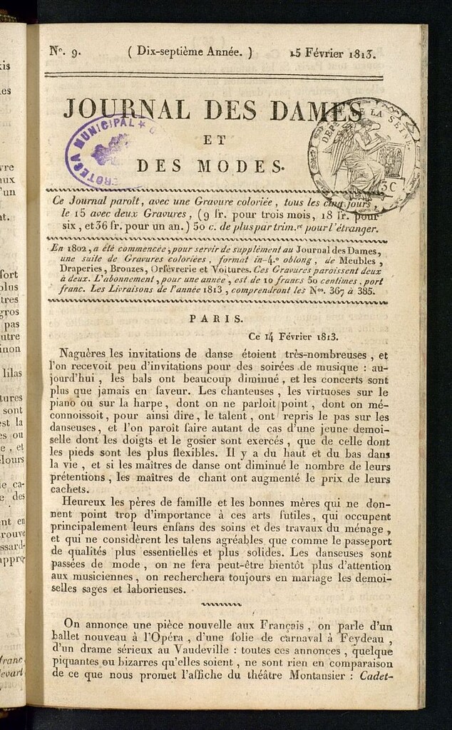 Miniatura de journal des dames et des modes 15 février 1813