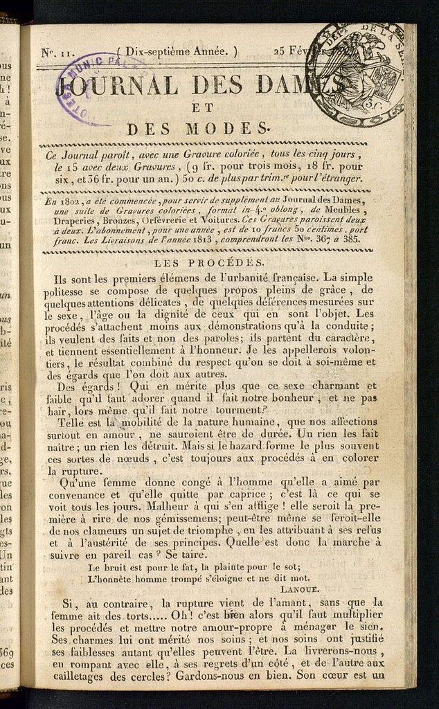 Miniatura de journal des dames et des modes 25 février 1813