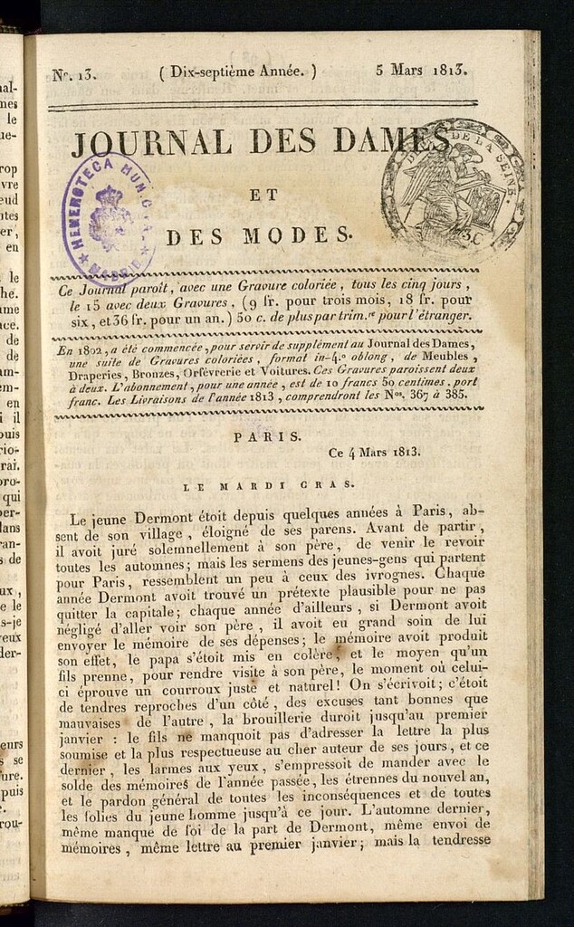 Miniatura de journal des dames et des modes 5 mars 1813