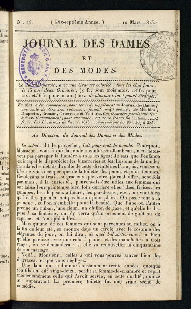 Miniatura de journal des dames et des modes 10 mars 1813